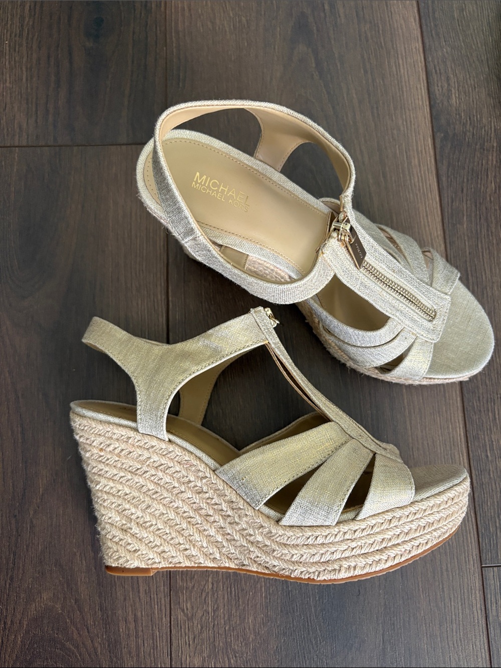 MICHAEL Michael Kors Champagne Gold Wedge Sandals